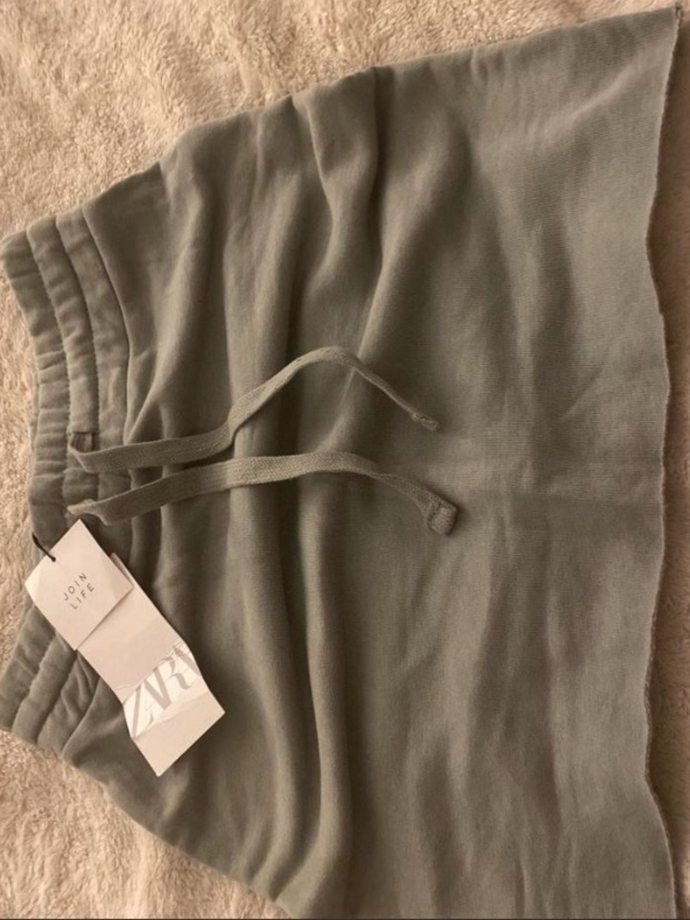 Zara Sage Green Knit Drawstring Skirt